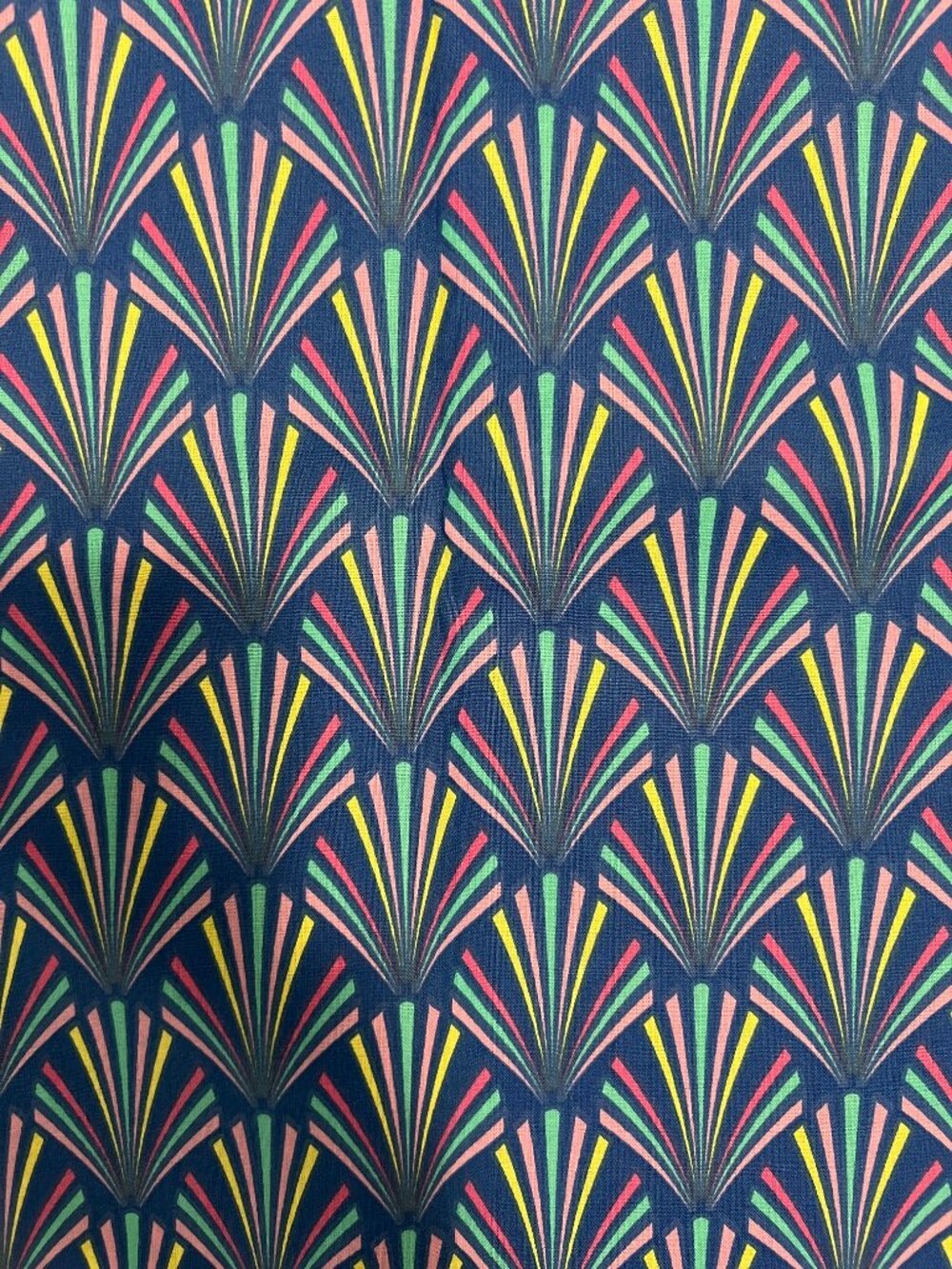 Quilter's Showcase Art Deco Fan Print Cotton Fabric Multicolor Geometric 6'x3.5'
